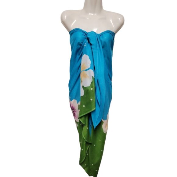 Womens Sarong Cotton Wrap, Handpainted Batik Wrapskirt Beach Pareo Beachwear-NEW - Picture 5 of 6